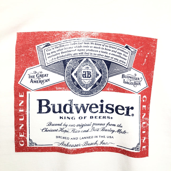 BUDWEISER Long-Sleeve T-Shirt (Men's Size L) unclear white type Vintage Second Hand