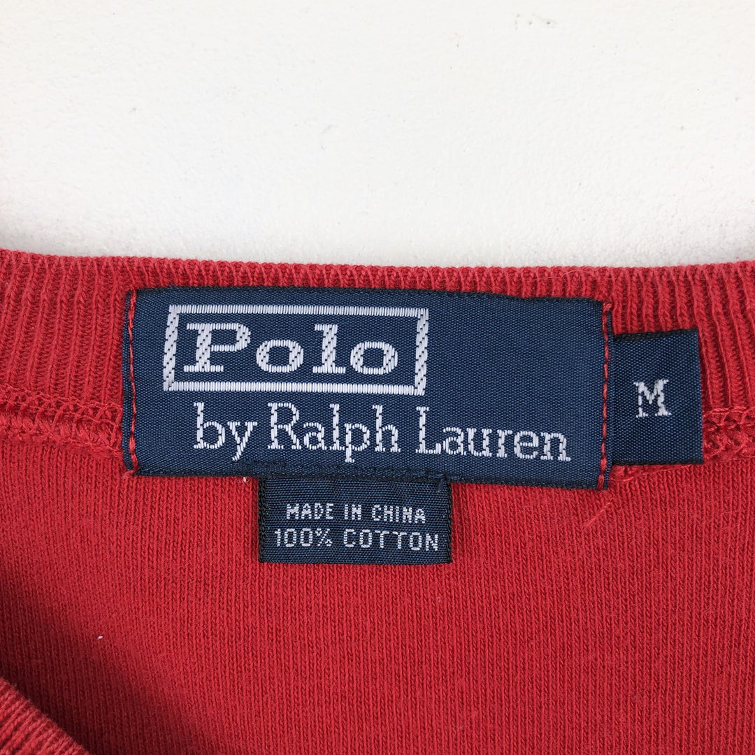 90'S Ralph Lauren POLO by Ralph Lauren Long-Sleeve T-Shirt, Men's Size M (approx.), Henley Neck, Vintage cotton red type Vintage Second Hand