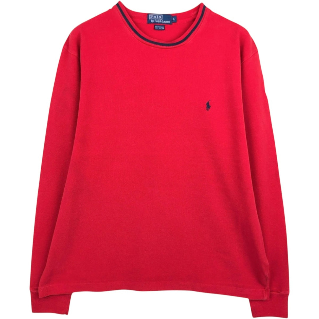 Vintage 90'S Ralph Lauren POLO by Ralph Lauren long-sleeved T-shirt, size L, men's cotton red type Vintage Second Hand