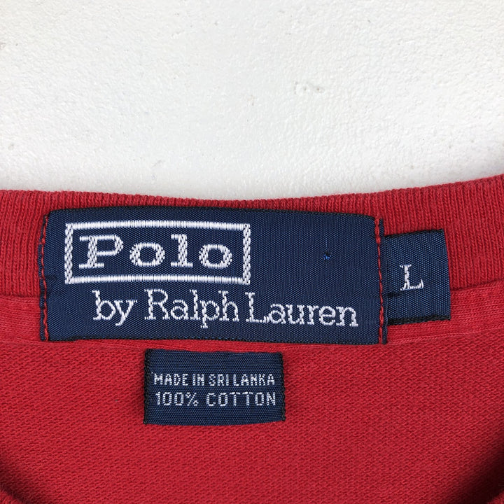 Vintage 90'S Ralph Lauren POLO by Ralph Lauren long-sleeved T-shirt, size L, men's cotton red type Vintage Second Hand