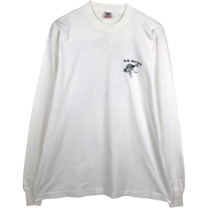 90'S Fruit of the Loom Long-Sleeve T-Shirt, Made in USA, Men's XXL equivalent, Vintage cotton white type Vintage Second Hand