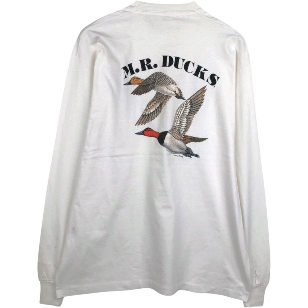 90'S Fruit of the Loom Long-Sleeve T-Shirt, Made in USA, Men's XXL equivalent, Vintage cotton white type Vintage Second Hand