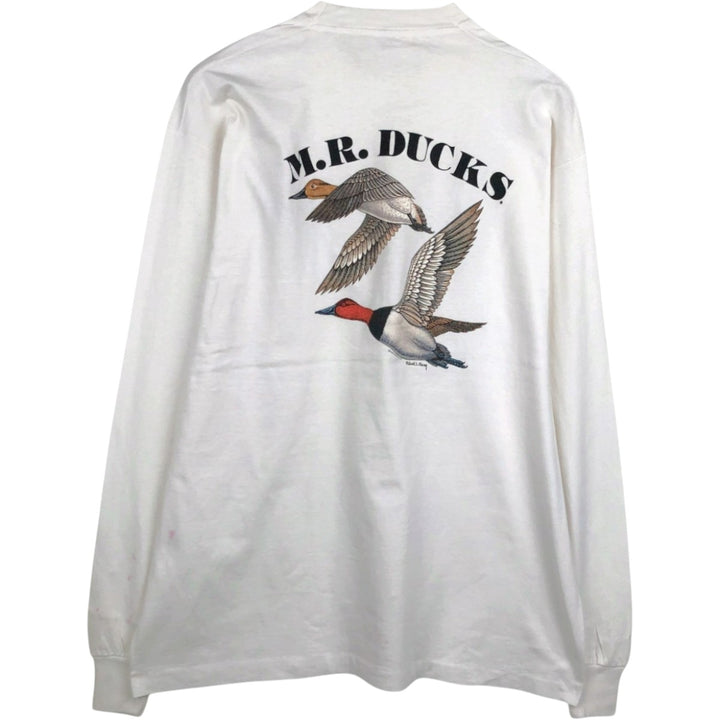 90'S Fruit of the Loom Long-Sleeve T-Shirt, Made in USA, Men's XXL equivalent, Vintage cotton white type Vintage Second Hand