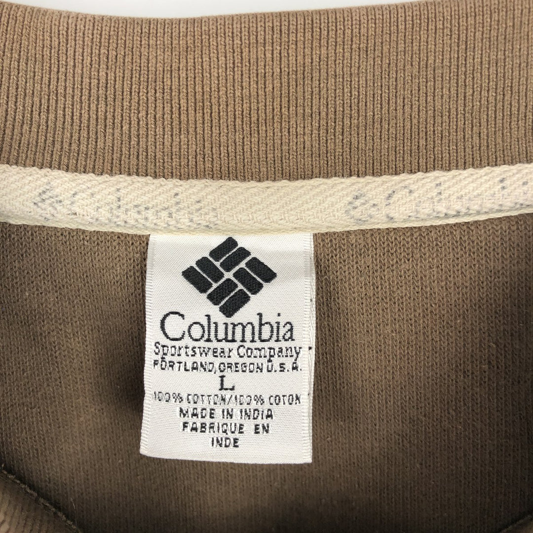 90'S Columbia V-neck sweatshirt, men's size L (approx.), vintage. cotton Khaki type Vintage Second Hand