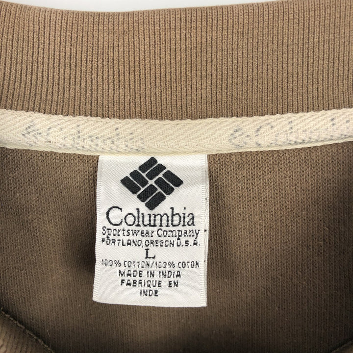 90'S Columbia V-neck sweatshirt, men's size L (approx.), vintage. cotton Khaki type Vintage Second Hand