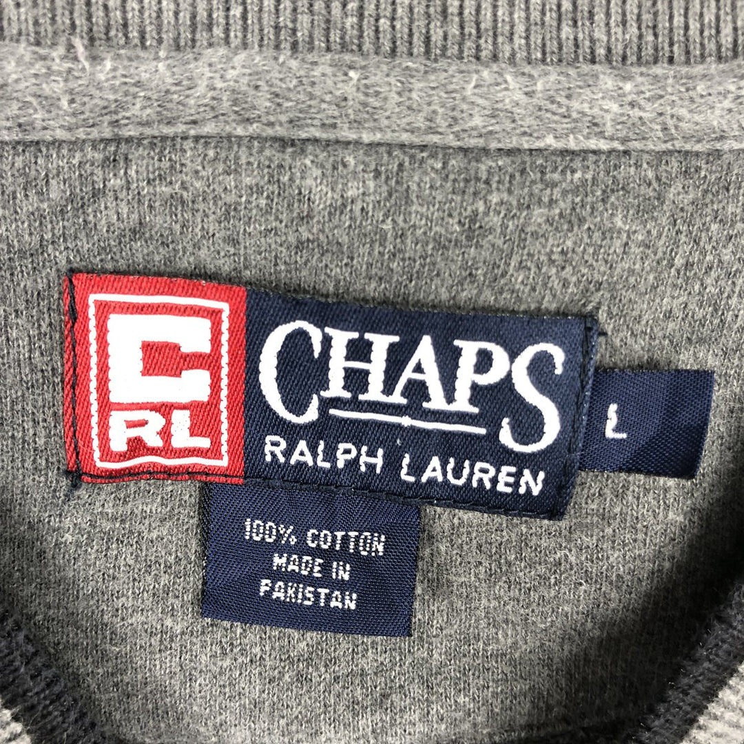 Ralph Lauren CHAPS logo sweatshirt, men's size L cotton gray type Vintage Second Hand