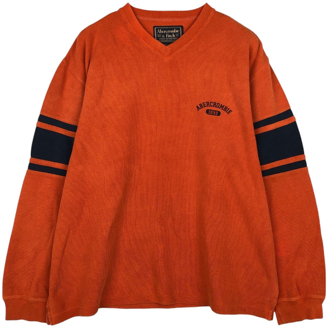 Abercrombie and Fitch V-neck sweatshirt, men's size L (approx.) cotton orange type Vintage Second Hand