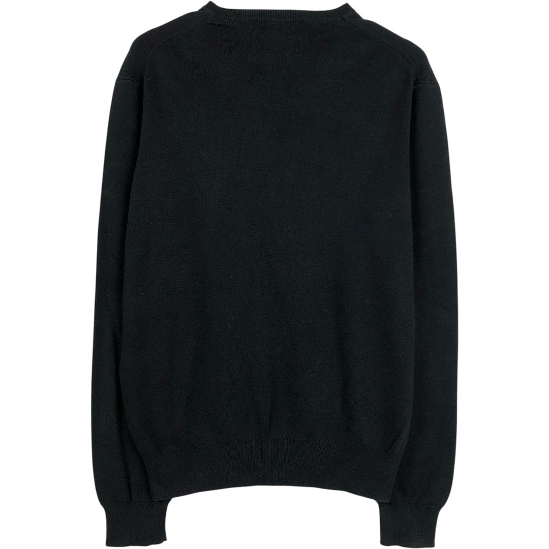 Ralph Lauren POLO by Ralph Lauren V-neck cotton knit sweater, men's size M Pima Cotton black type Vintage Second Hand