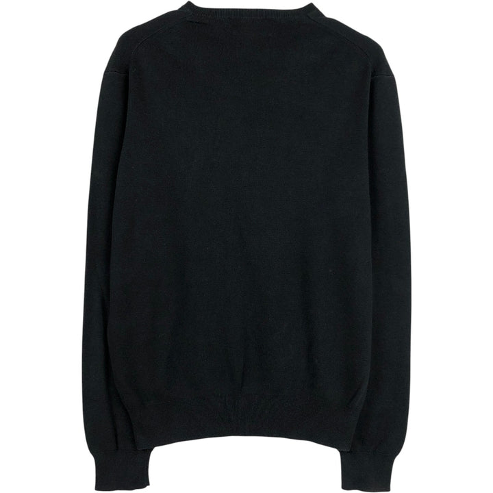 Ralph Lauren POLO by Ralph Lauren V-neck cotton knit sweater, men's size M Pima Cotton black type Vintage Second Hand