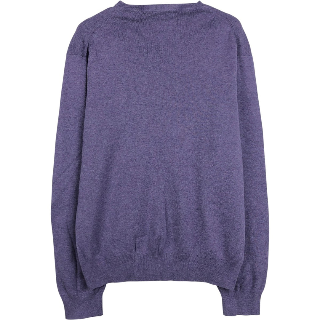Ralph Lauren POLO by Ralph Lauren V-neck cotton knit sweater, men's XL size Pima Cotton purple type Vintage Second Hand