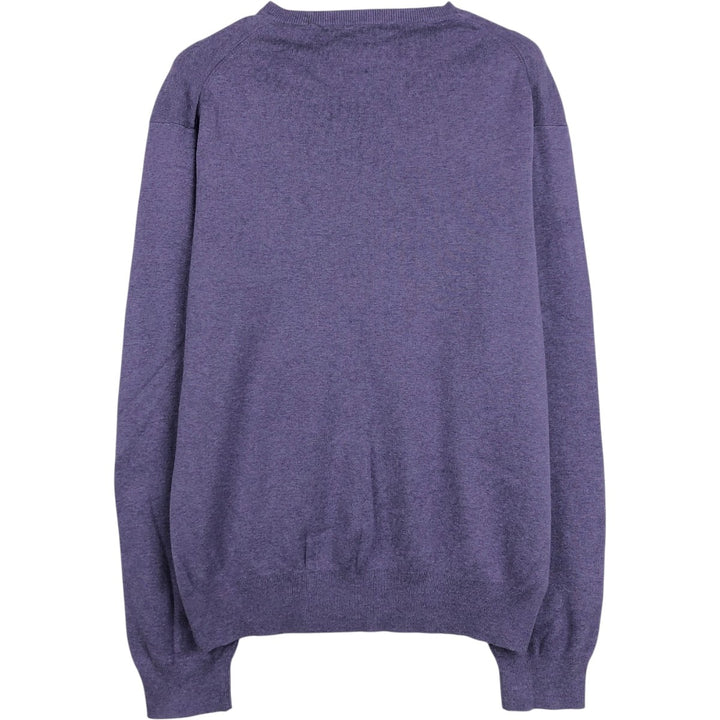 Ralph Lauren POLO by Ralph Lauren V-neck cotton knit sweater, men's XL size Pima Cotton purple type Vintage Second Hand