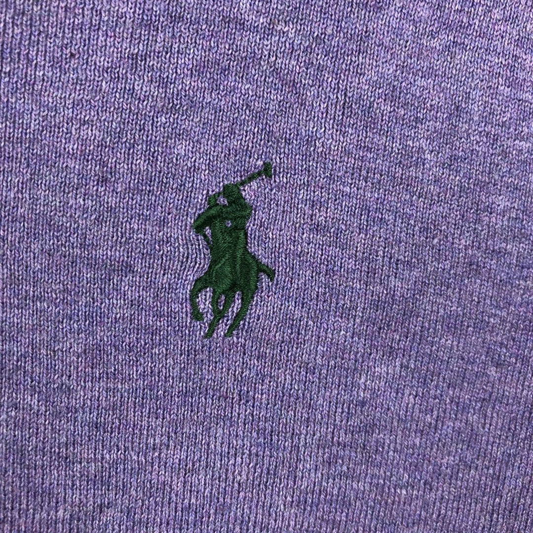 Ralph Lauren POLO by Ralph Lauren V-neck cotton knit sweater, men's XL size Pima Cotton purple type Vintage Second Hand