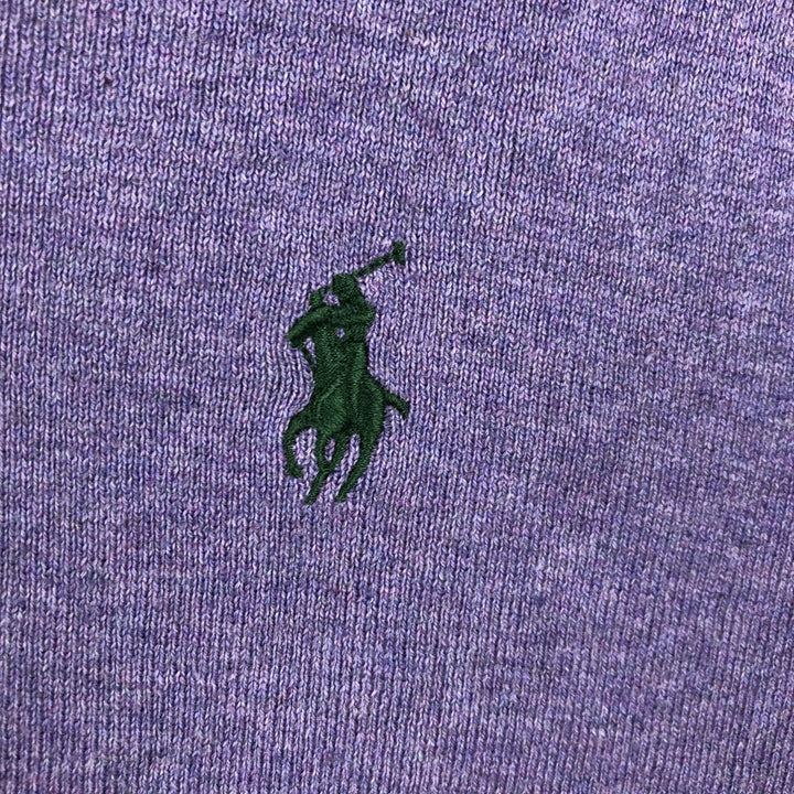 Ralph Lauren POLO by Ralph Lauren V-neck cotton knit sweater, men's XL size Pima Cotton purple type Vintage Second Hand