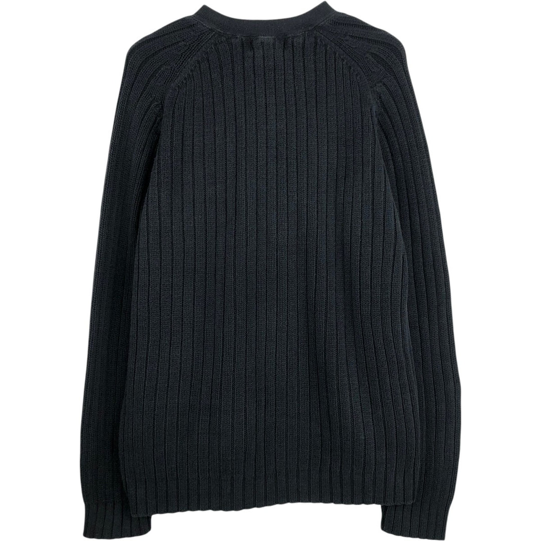Eddie Bauer V-neck cotton knit sweater, men's size L cotton black type Vintage Second Hand