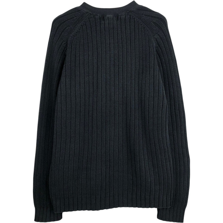 Eddie Bauer V-neck cotton knit sweater, men's size L cotton black type Vintage Second Hand