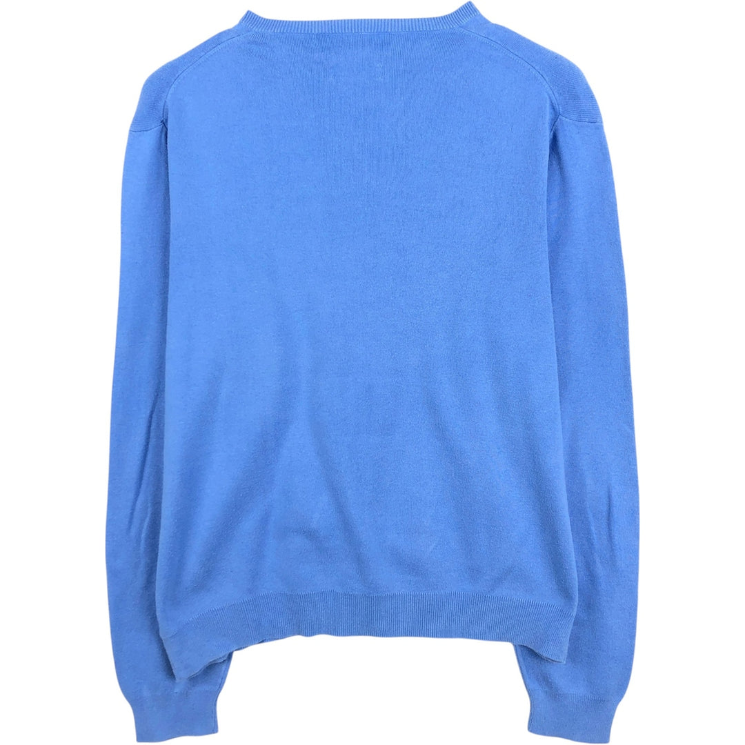 Ralph Lauren POLO by Ralph Lauren V-neck cotton knit sweater, men's size L Pima Cotton Blue type light blue Vintage Second Hand