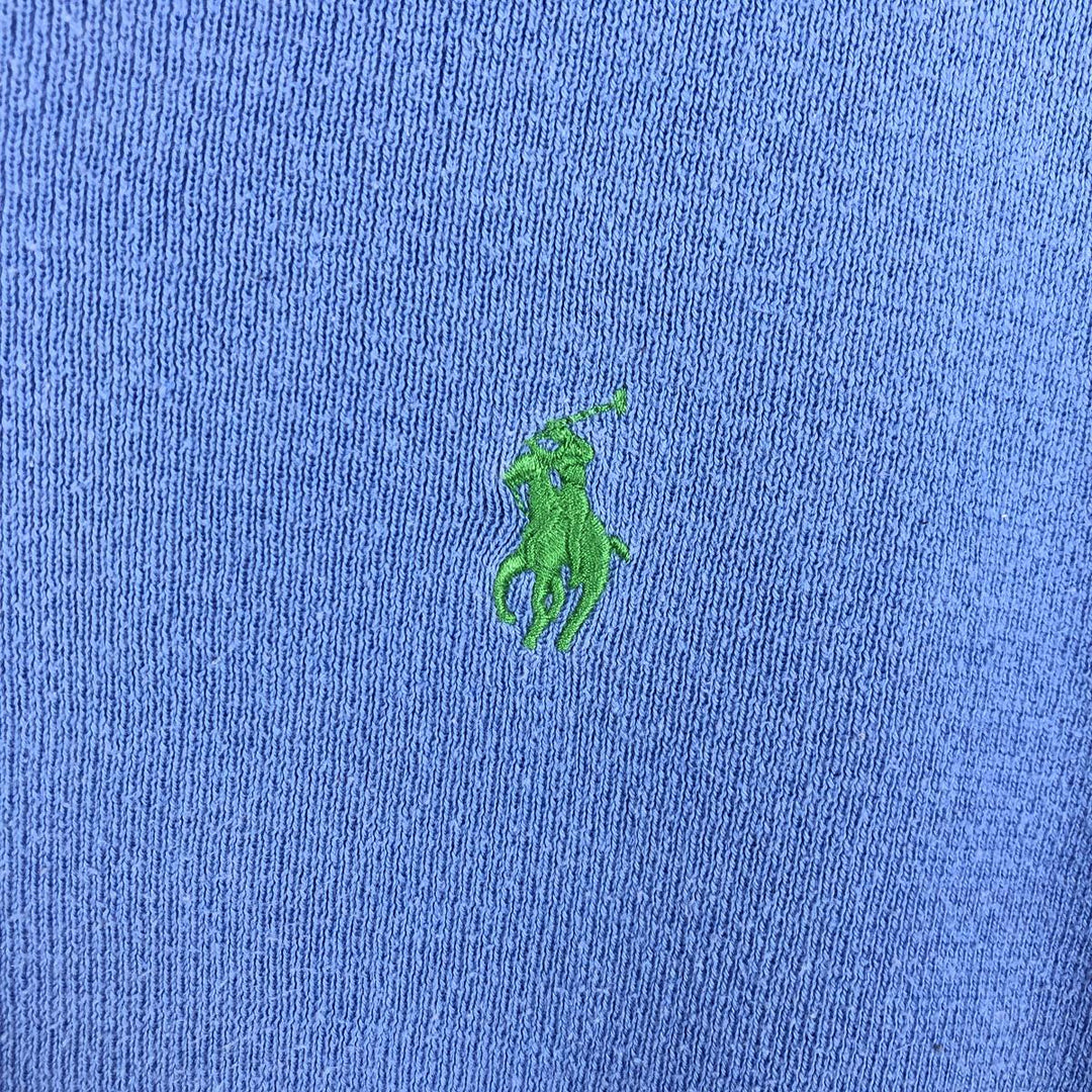 Ralph Lauren POLO by Ralph Lauren V-neck cotton knit sweater, men's size L Pima Cotton Blue type light blue Vintage Second Hand