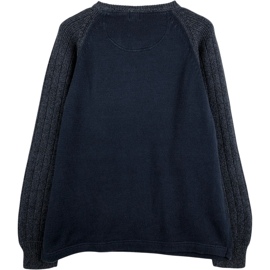 Levi's Cotton Two-Tone Knit Sweater, Men's Size L (equivalent), Crew Neck cotton navy blue type Vintage Second Hand