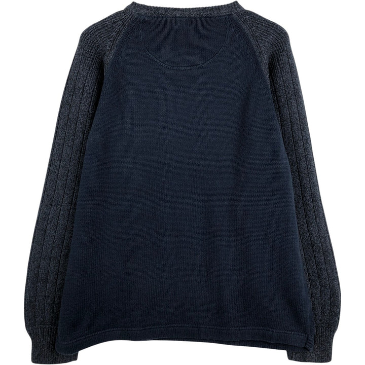 Levi's Cotton Two-Tone Knit Sweater, Men's Size L (equivalent), Crew Neck cotton navy blue type Vintage Second Hand