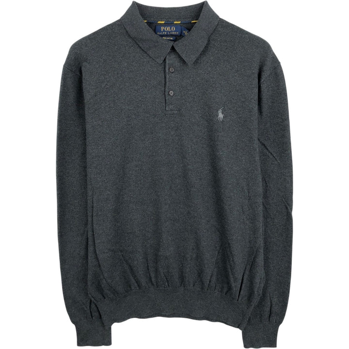 Ralph Lauren POLO RALPH LAUREN Polo Knit Sweater, Men's Size M (approx.) Pima Cotton Charcoal Vintage Second Hand