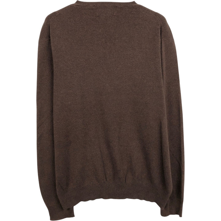Ralph Lauren POLO by Ralph Lauren V-neck Pima cotton knit sweater, men's size L Pima Cotton brown type Vintage Second Hand