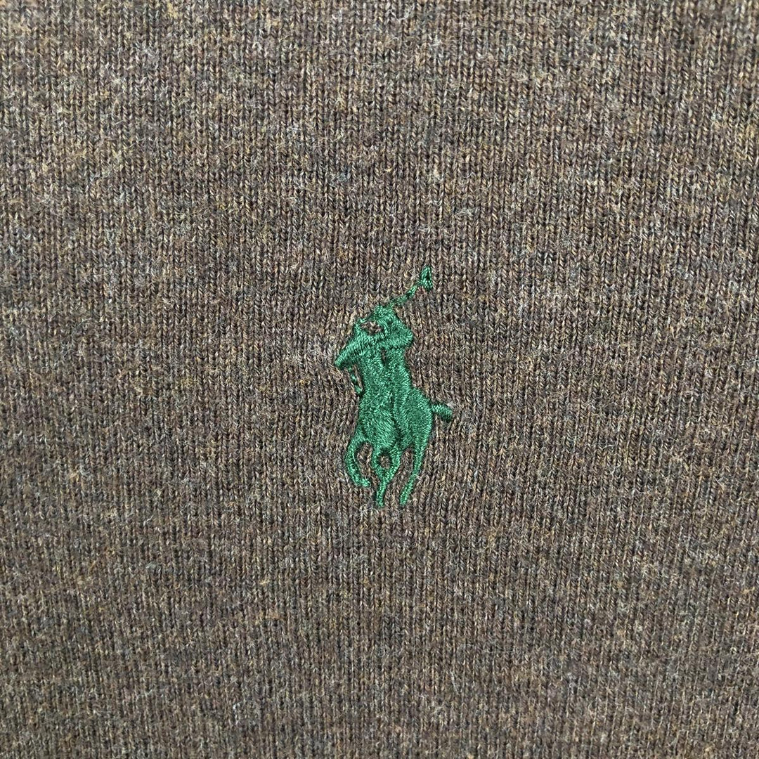 Ralph Lauren POLO by Ralph Lauren V-neck Pima cotton knit sweater, men's size L Pima Cotton brown type Vintage Second Hand