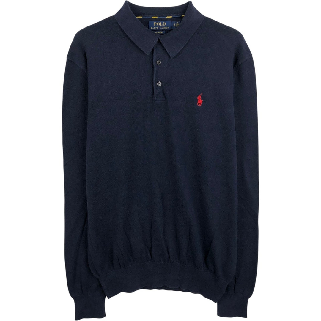 Ralph Lauren POLO RALPH LAUREN Polo Knit Sweater, Men's Size S (approx.) cotton black type Vintage Second Hand