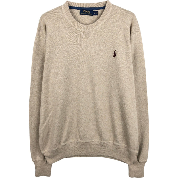 Ralph Lauren POLO RALPH LAUREN Ribbed Cotton Knit Sweater, Men's Size L (approx.) cotton Beige type Vintage Second Hand