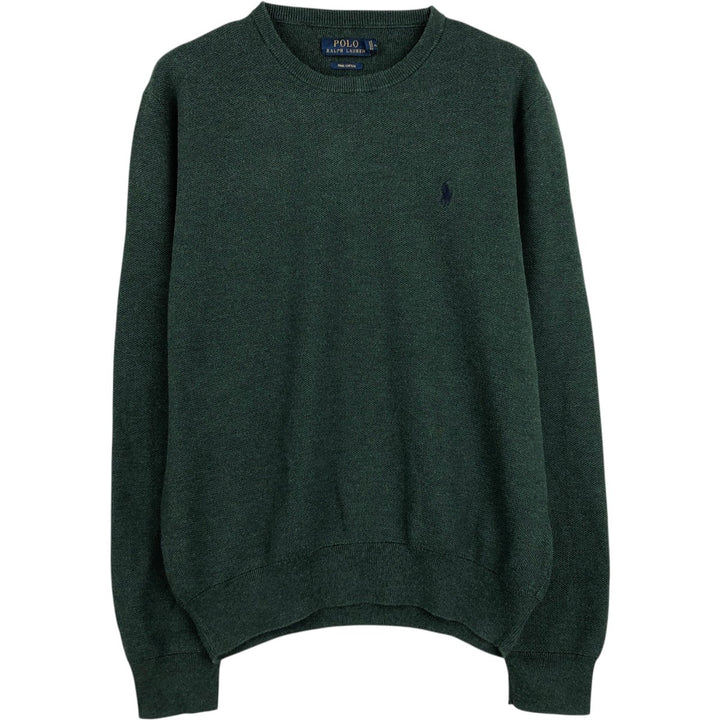 Ralph Lauren POLO RALPH LAUREN cotton knit sweater, men's size M cotton Green type dark green Vintage Second Hand
