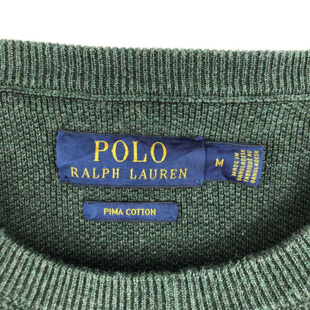 Ralph Lauren POLO RALPH LAUREN cotton knit sweater, men's size M cotton Green type dark green Vintage Second Hand