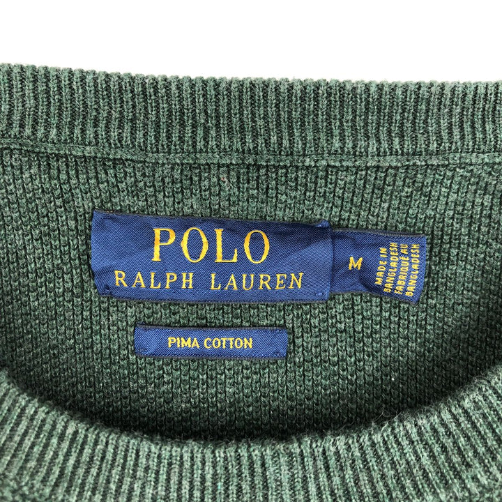 Ralph Lauren POLO RALPH LAUREN cotton knit sweater, men's size M cotton Green type dark green Vintage Second Hand