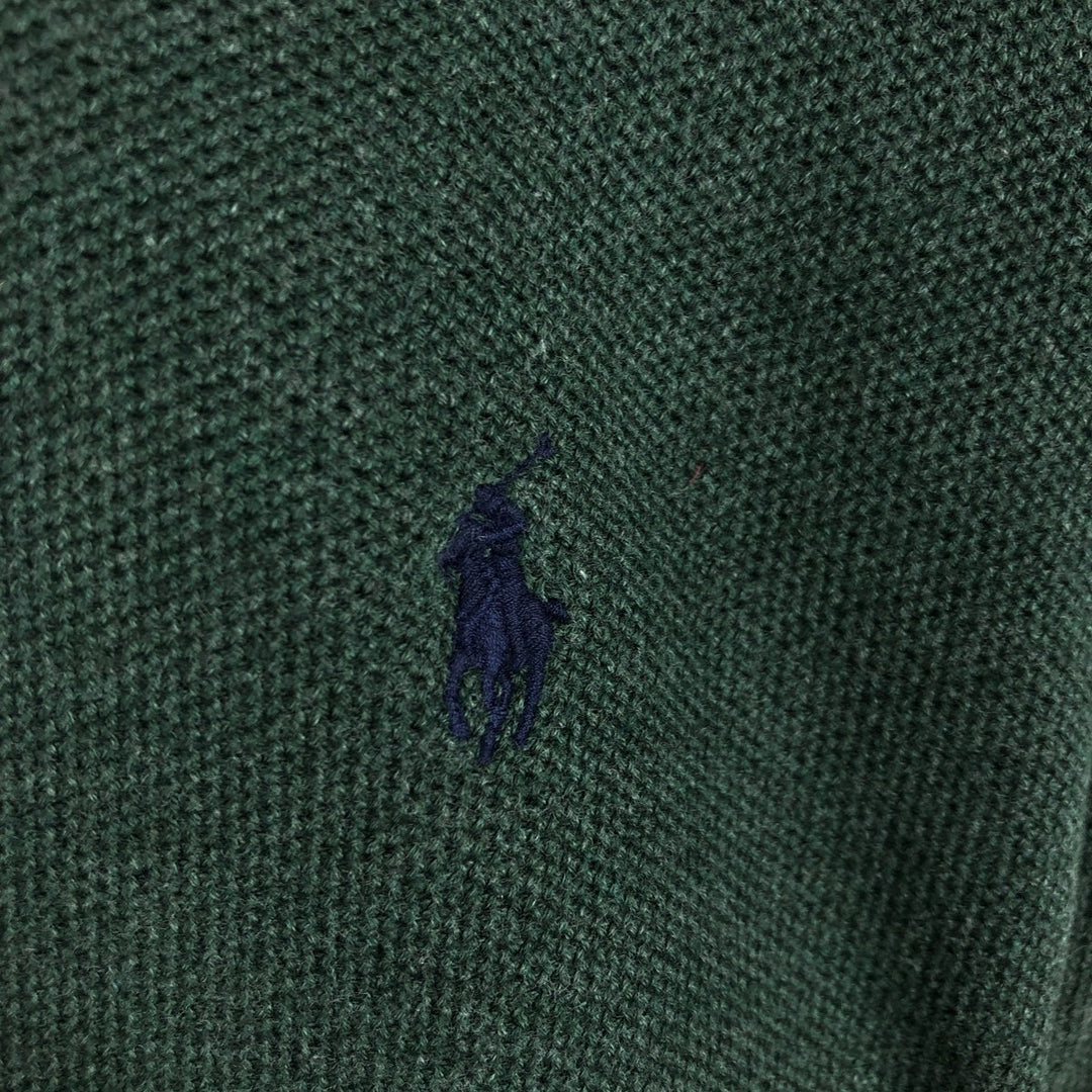 Ralph Lauren POLO RALPH LAUREN cotton knit sweater, men's size M cotton Green type dark green Vintage Second Hand