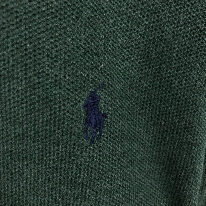 Ralph Lauren POLO RALPH LAUREN cotton knit sweater, men's size M cotton Green type dark green Vintage Second Hand