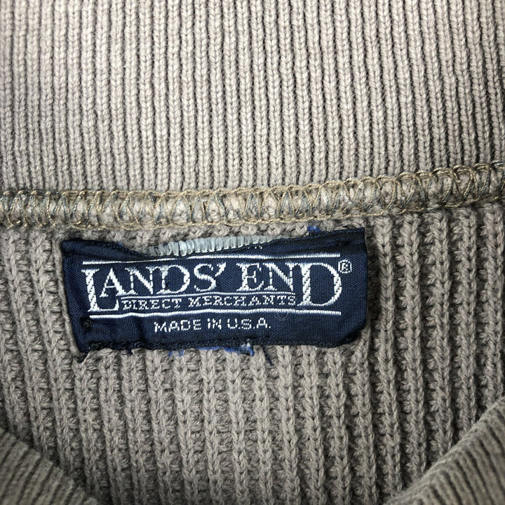 Lands' End Henley Neck Knit Sweater, Made in USA, Men's Size L (approx.) unclear brown type Vintage Second Hand