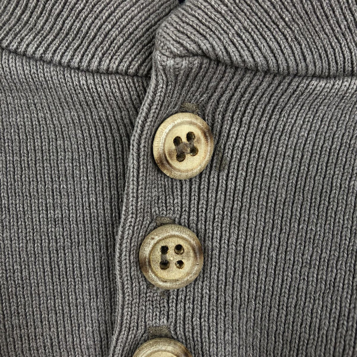 Lands' End Henley Neck Knit Sweater, Made in USA, Men's Size L (approx.) unclear brown type Vintage Second Hand