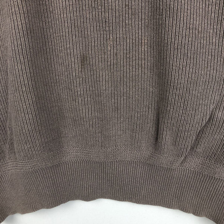 Lands' End Henley Neck Knit Sweater, Made in USA, Men's Size L (approx.) unclear brown type Vintage Second Hand
