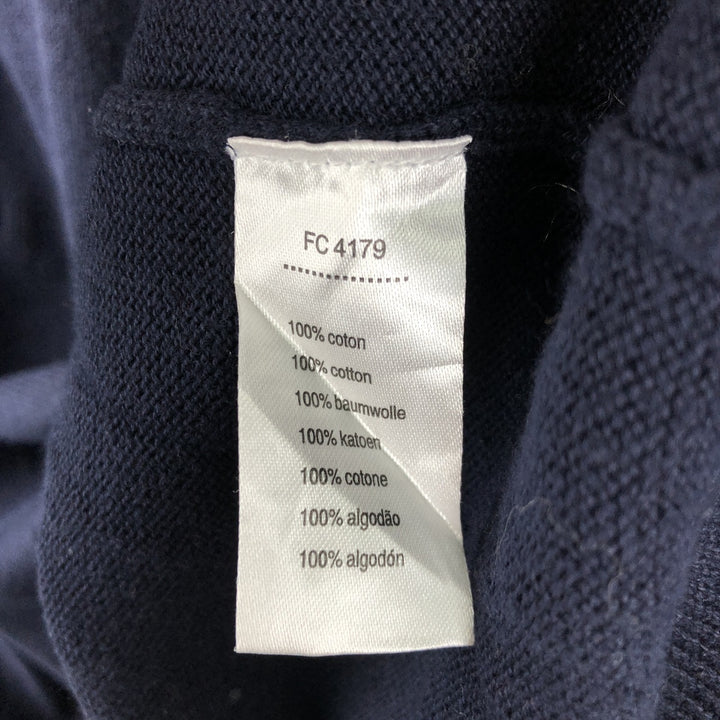 Lacoste V-neck cotton knit sweater (French design), men's size XL. cotton navy blue type Vintage Second Hand