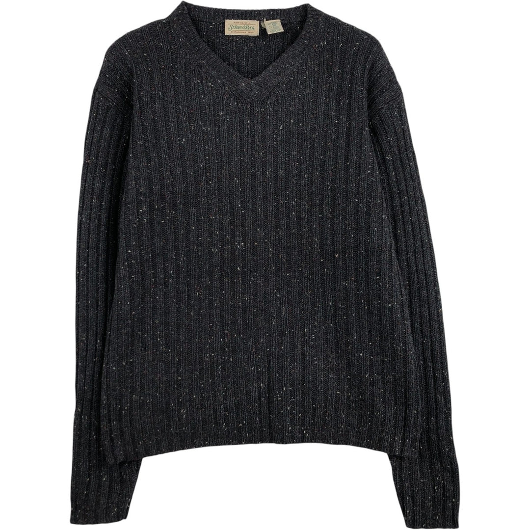 St. John's Bay V-neck Lambswool Knit Sweater (Men's Size M) Lamy Charcoal Vintage Second Hand