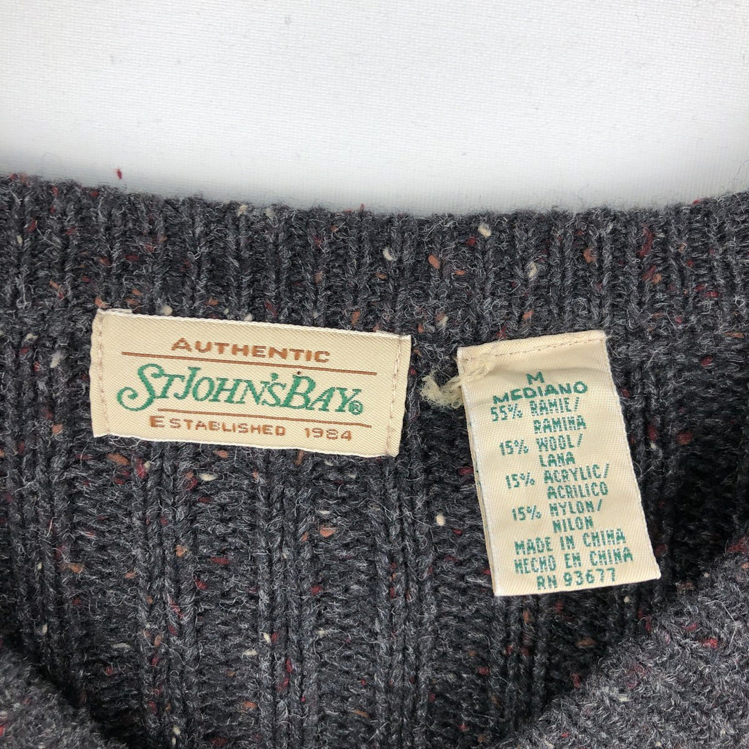 St. John's Bay V-neck Lambswool Knit Sweater (Men's Size M) Lamy Charcoal Vintage Second Hand