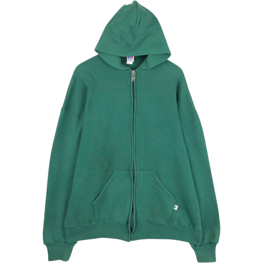 Vintage 90'S Russell full-zip sweatshirt, size XXL, men's cotton green type Vintage Second Hand