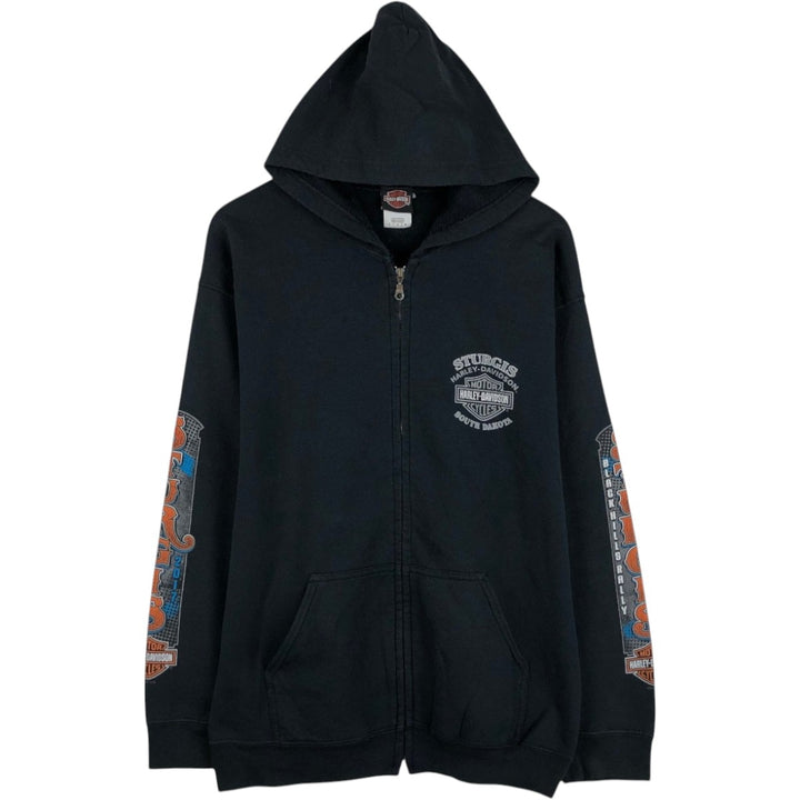 Harley-Davidson Eagle Pattern Full-Zip Hoodie, Men's Size L cotton black type Vintage Second Hand