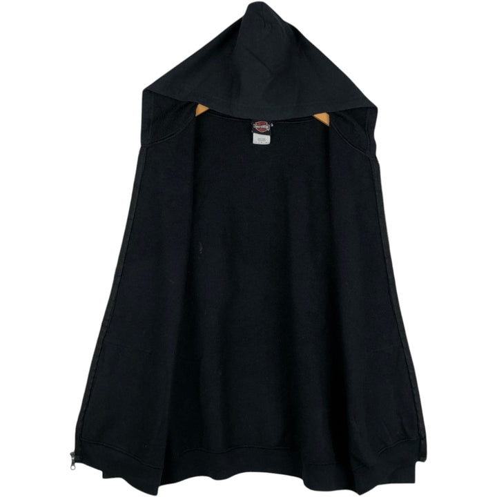 Harley-Davidson Eagle Pattern Full-Zip Hoodie, Men's Size L cotton black type Vintage Second Hand