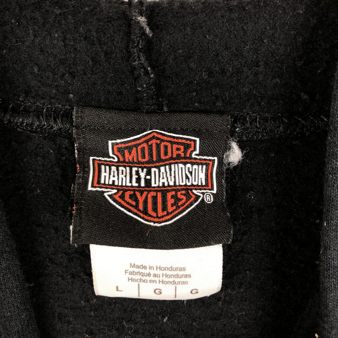 Harley-Davidson Eagle Pattern Full-Zip Hoodie, Men's Size L cotton black type Vintage Second Hand