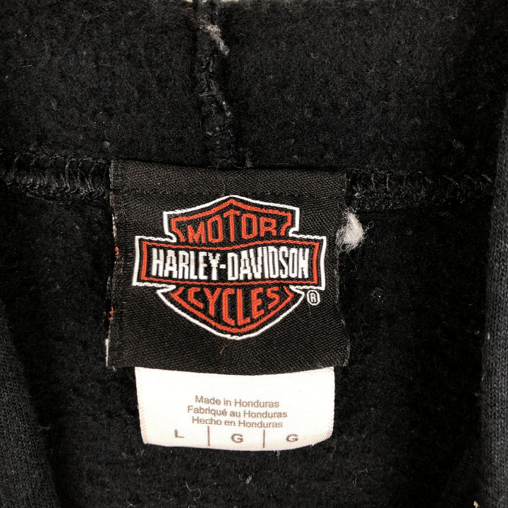 Harley-Davidson Eagle Pattern Full-Zip Hoodie, Men's Size L cotton black type Vintage Second Hand