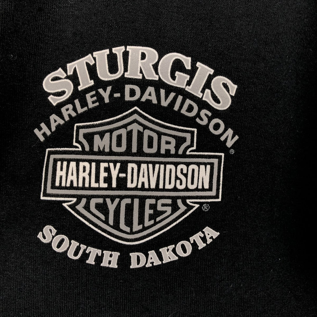 Harley-Davidson Eagle Pattern Full-Zip Hoodie, Men's Size L cotton black type Vintage Second Hand