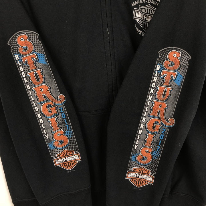 Harley-Davidson Eagle Pattern Full-Zip Hoodie, Men's Size L cotton black type Vintage Second Hand