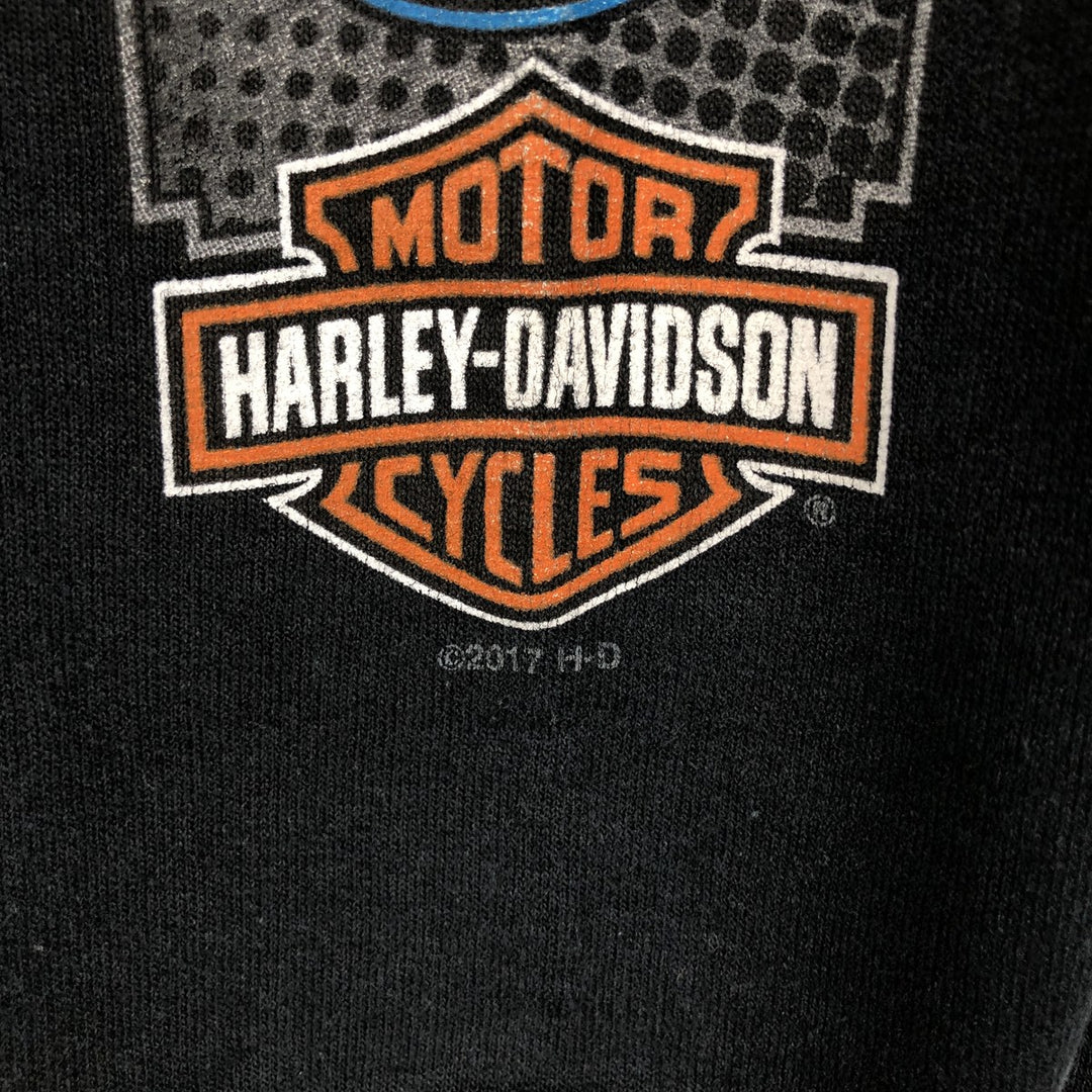 Harley-Davidson Eagle Pattern Full-Zip Hoodie, Men's Size L cotton black type Vintage Second Hand