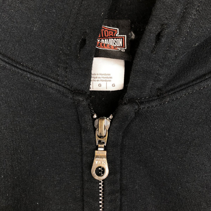 Harley-Davidson Eagle Pattern Full-Zip Hoodie, Men's Size L cotton black type Vintage Second Hand