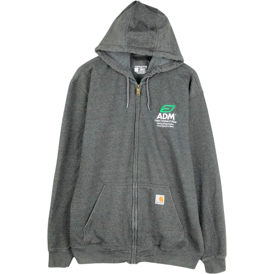 Carhartt Loose Fit Sweat Full Zip Hoodie, Men's L size cotton Charcoal Vintage Second Hand