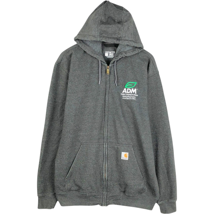 Carhartt Loose Fit Sweat Full Zip Hoodie, Men's L size cotton Charcoal Vintage Second Hand